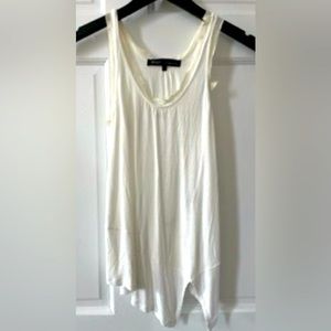 Bui by Barbara Bui white asymmetrical bottom tank top ivory raw edge silk trim